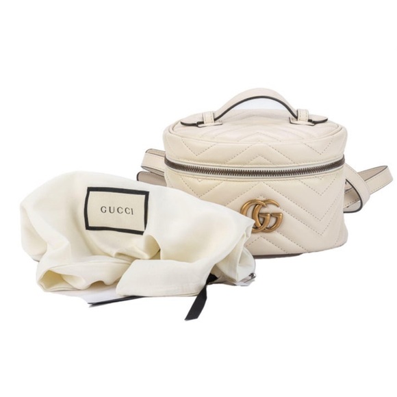 GUCCI Calfskin Matelasse Mini GG Marmont Round Backpack - Picture 14 of 16